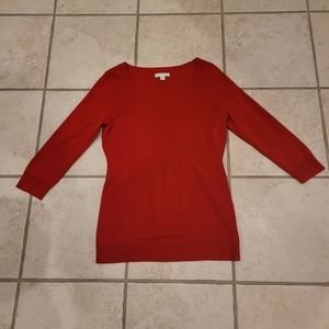 Red Three Quarter Sleeve Sweater
